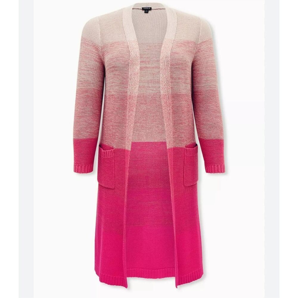 torrid Pink Ombre Open-Front Long Cardigan